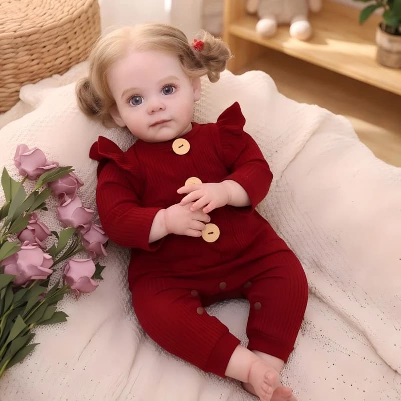 Bambola Reborn Realistica da 20 Pollici in Vinile Morbido, Neonato con Vestito in Lana Rosa, Giocattolo Educativo Fai-da-te per Bambini dai 3 Anni in su, Regalo per Giocare e Dormire