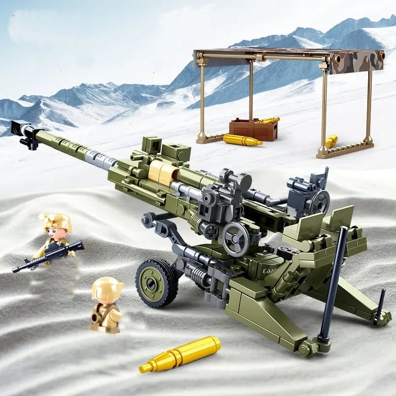 Kids Army Light Howitzer Model Building Block piccole particelle compatibili mattoni giocattoli kit di costruzione, regalo