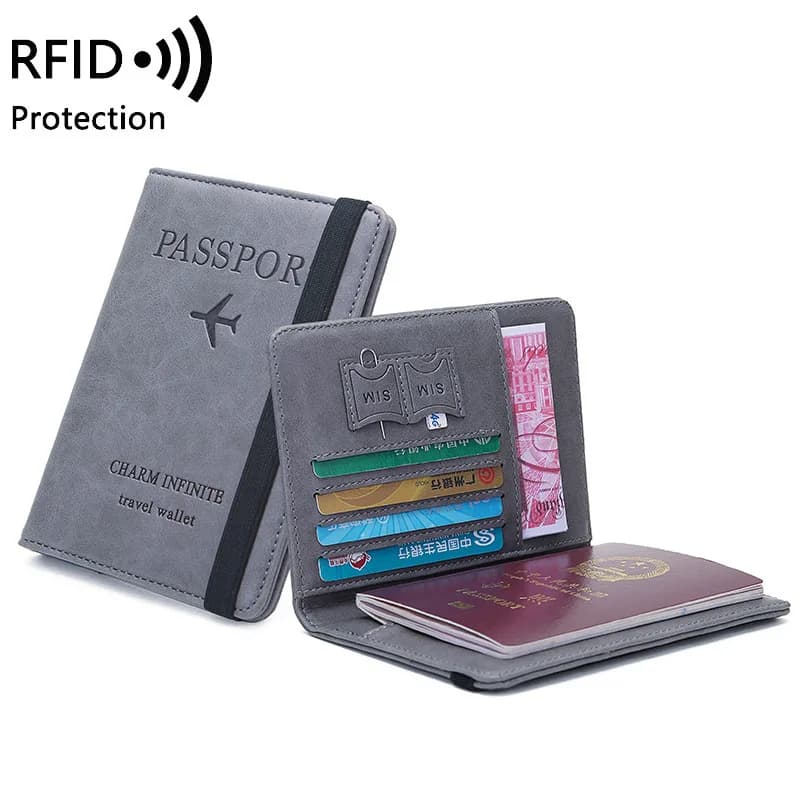 RFID Vintage Business Passport Covers Holder Multi-Function ID Bank Card PU Leather Wallet Case Travel Accessories