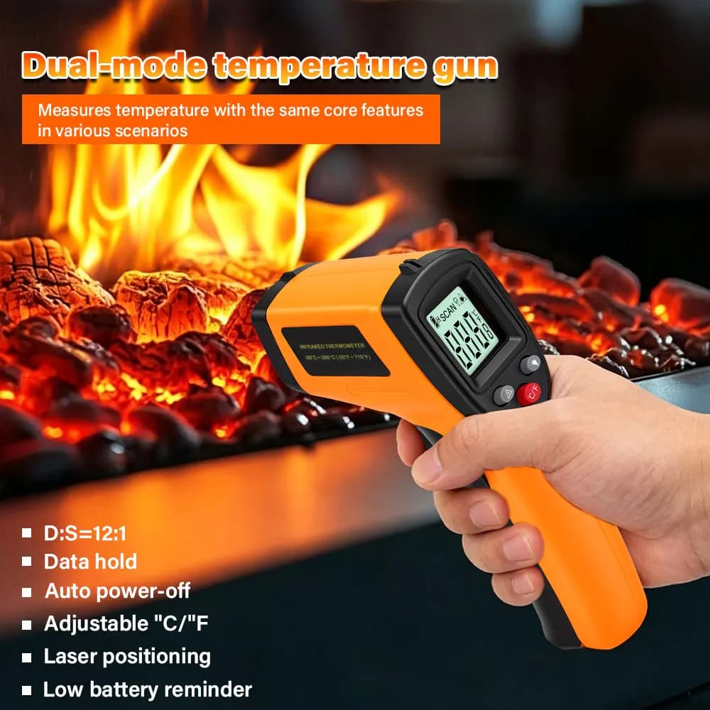 Handheld Non Contact Heat Laser Temperature Gun Digital Infrared Thermometer Gun for Cooking,BBQ,Pizza Oven