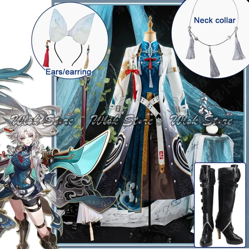 ABC123 Honkai Star Rail Feixiao Costume Parrucca Orecchie Orecchini Xianzhou Yaoqing Il Grande Generale Fei Xiao Cosplay