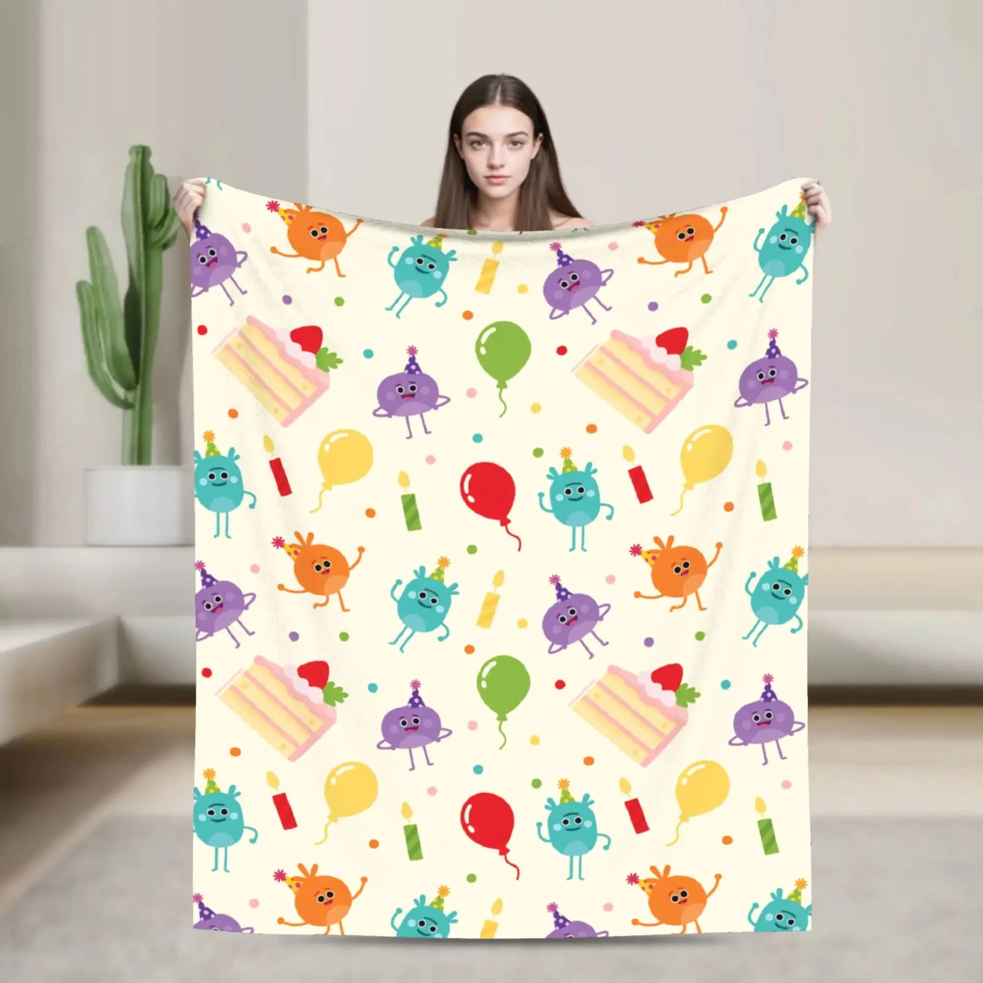 Bumble Nums Birthday Cake flannel cover, super simple and super hot, for bed, travel, bedspread, sofa.
