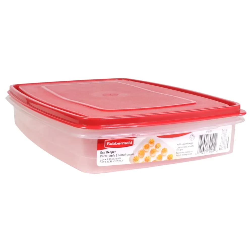 Clear Egg Storage Container with Red Lid Egg Keeper for Kitchen Food Preservation Refrigerator Organizer