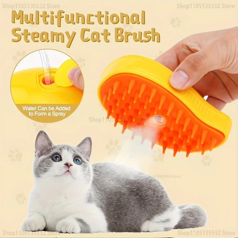 Spazzola a vapore per gatti Pettine per massaggio per cani Spazzola spray elettrica 3 in 1 Pettini per depilazione animali domestici per cani Forniture per spazzole per toelettatura
