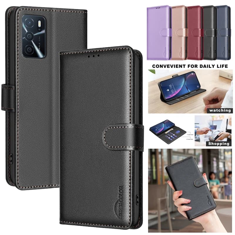 Portafoglio Flip Custodia antifurto per OPPO A54s A16s A55 A54 4G A74 A94 A93 5G A52 A72 A92 Custodia in pelle RFID Blocco Borse protettive