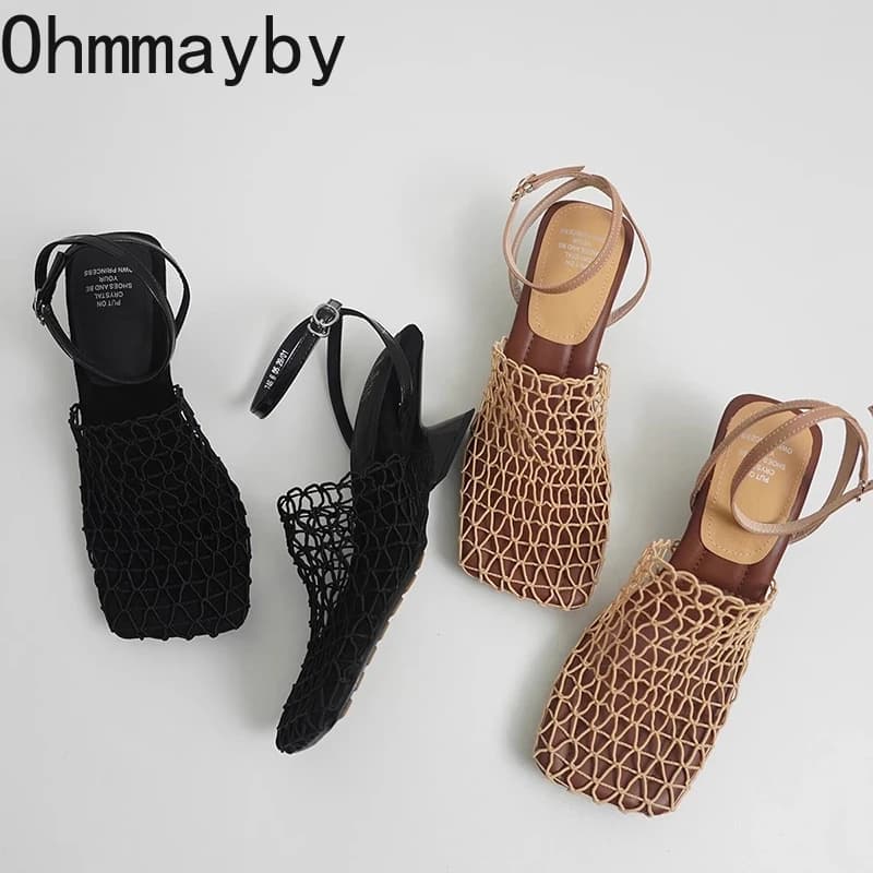Luxury women's sandals signed, perforated, elegant for parties, with stiletto heel, summer, with square tip, for office