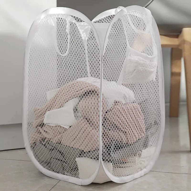 Foldable laundry basket, wash frame, bathroom cloth mesh holder bag, frame bucket, laundry bag