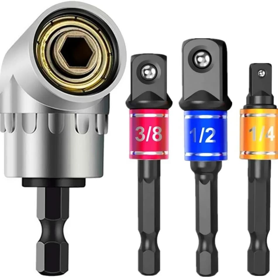 Adattatore per avvitatore a impulsi con attacco per trapano, supporto per cacciavite, angolo di 105 gradi, set di prolunghe per utensili elettrici
