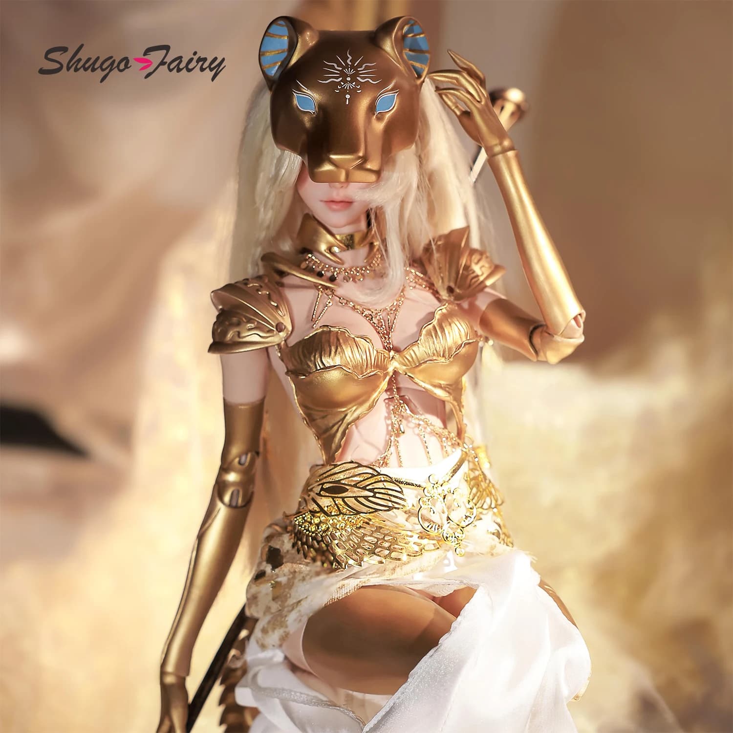 ShugaFairy 1/4 BJD Mrowen Set Completo Serie Mitologia Egizia Dea della Guerra in Resina con Armatura Dorata Bambola Articolata