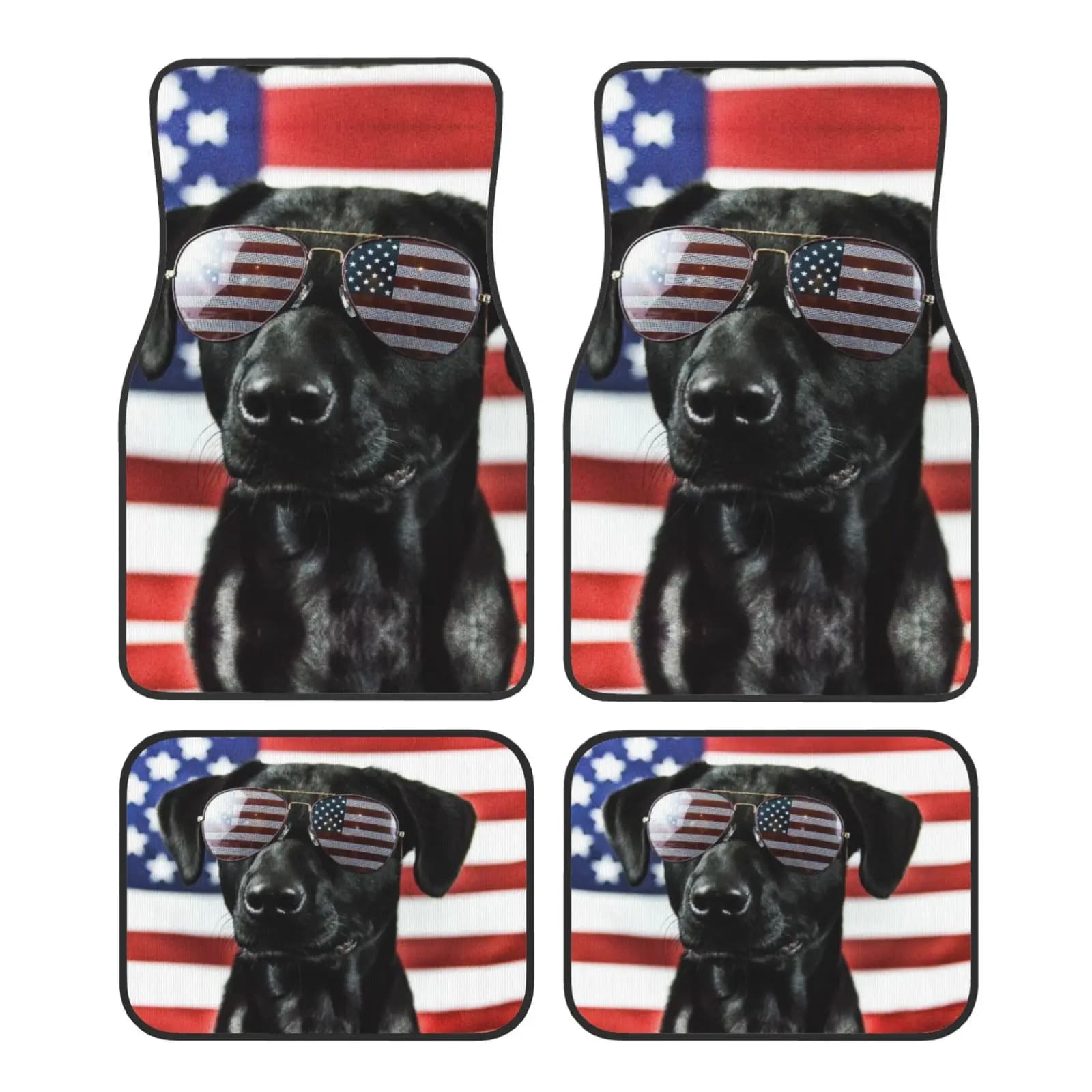 Tappetino per auto Cool American Flag Doberman Inu, stile etnico, per uomo e donna, tappetino antiscivolo generale per auto, set da 4 pezzi