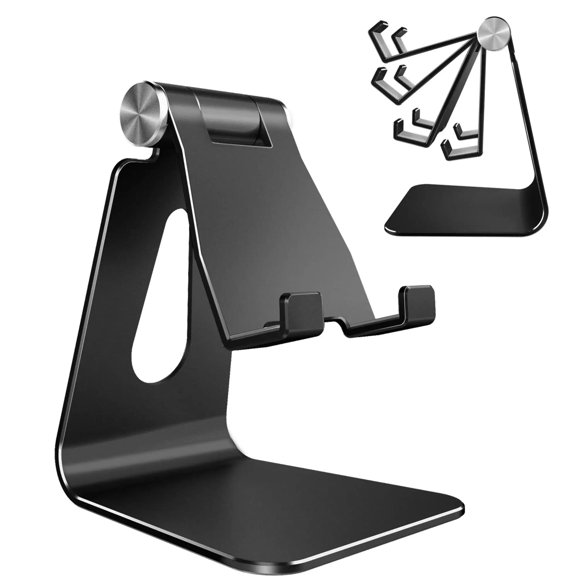 Supporto per cellulare regolabile in alluminio, per iPhone XS Max/XR/8/7/6/6s Plus/SE, compatibile con tutti i telefoni e ricarica