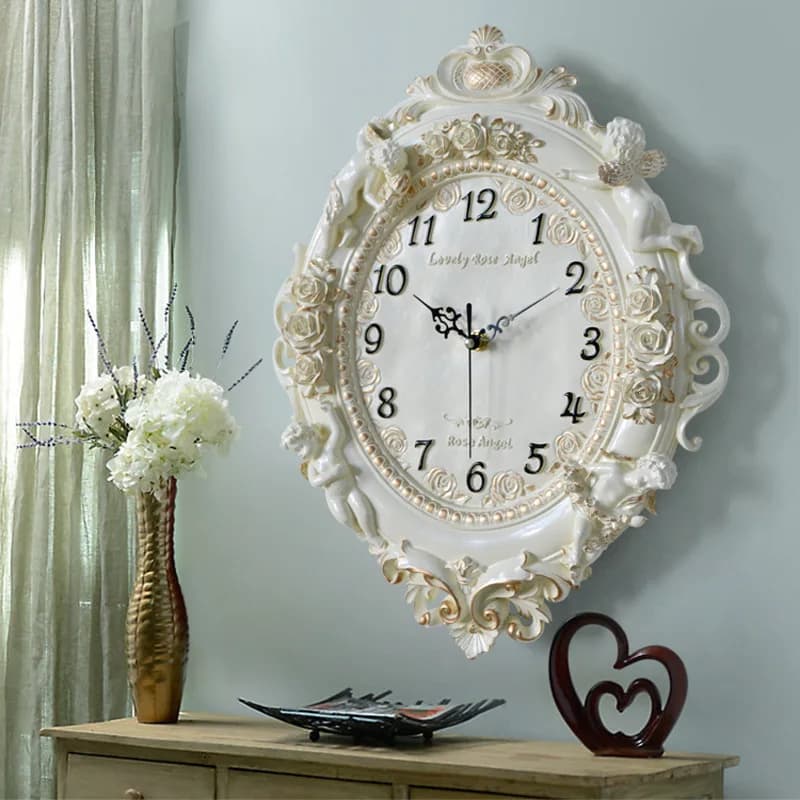 European Angel Wall Clock Living Room Creative Art Clock Resin Decorative Quartz Clock Home Bedroom Silent Wholesale