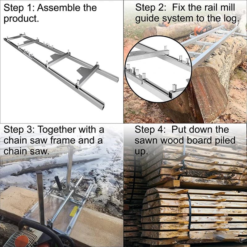 Supporto per Taglio Legno con Binario da 1.8M/2.7M in Lega di Alluminio per Motosega, Ausilio per il Taglio del Legno