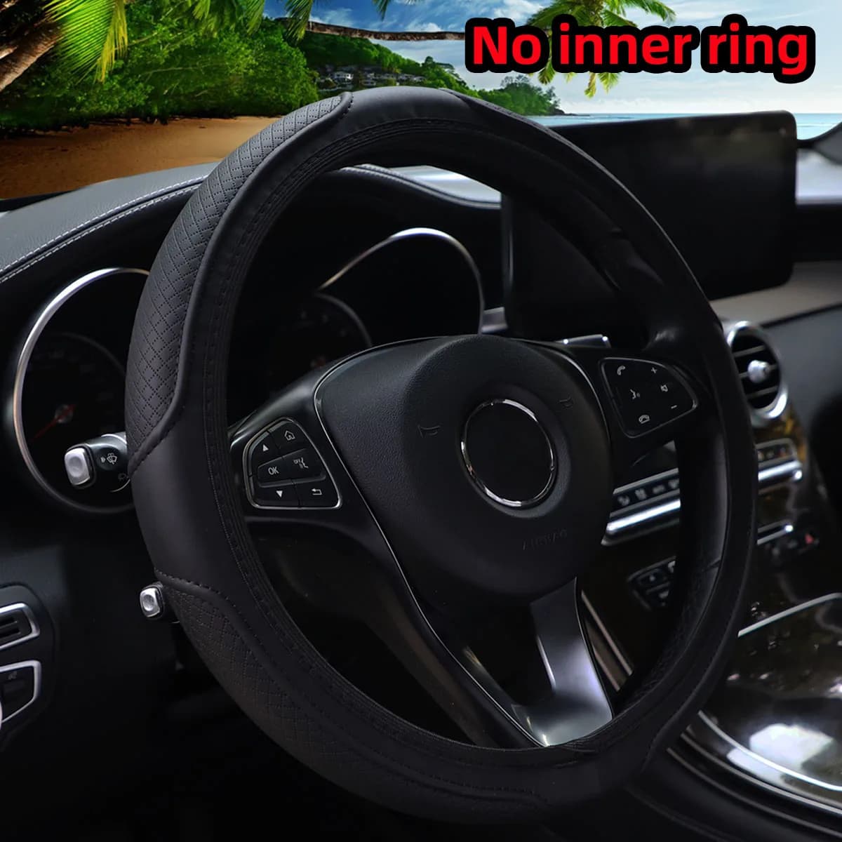 1 wheel cover for automotive supplies of PU embossed leather without inner ring suitable for 14,5-15 inches