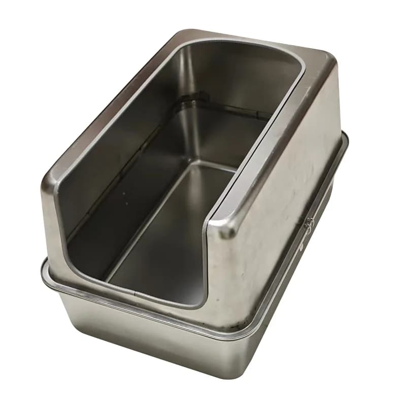 New Stainless Steel Cat Litter Box High Sides with Nonstick Interior Easy Clean and Rust Proof 20L Inner Space Durable