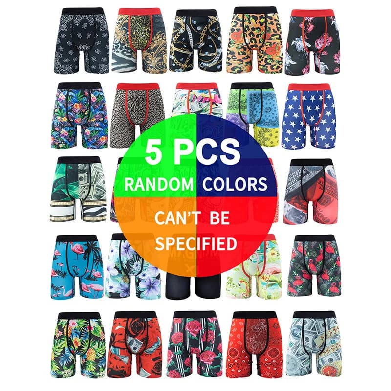 5 Pieces Sexy Summer Man Boxer Underwear Breathable Printed Panties Men's Panties Plus Size Men's Boxer brief men Boxer