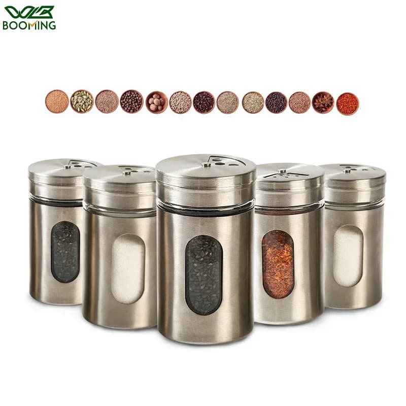 Contenitore in Acciaio Inossidabile per Spezie e Condimenti, Barattoli Dosatori, Organizzatore per Erbe Aromatiche da Cucina e BBQ, Porta Stuzzicadenti