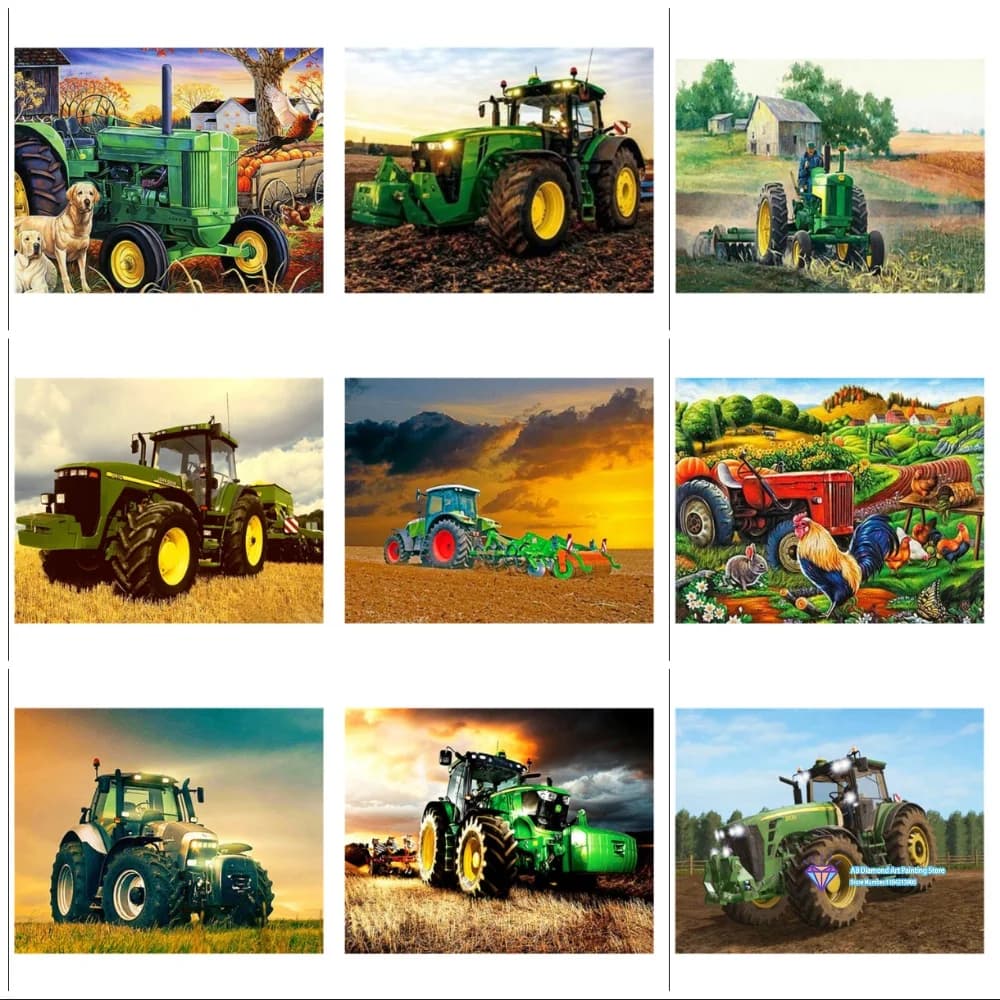 Tractor Landscape Square Round Diamond Painting Kit 5D DIY Diamond Embroidery Cross Stitch Handmade Art Crafts Home Decor Gift