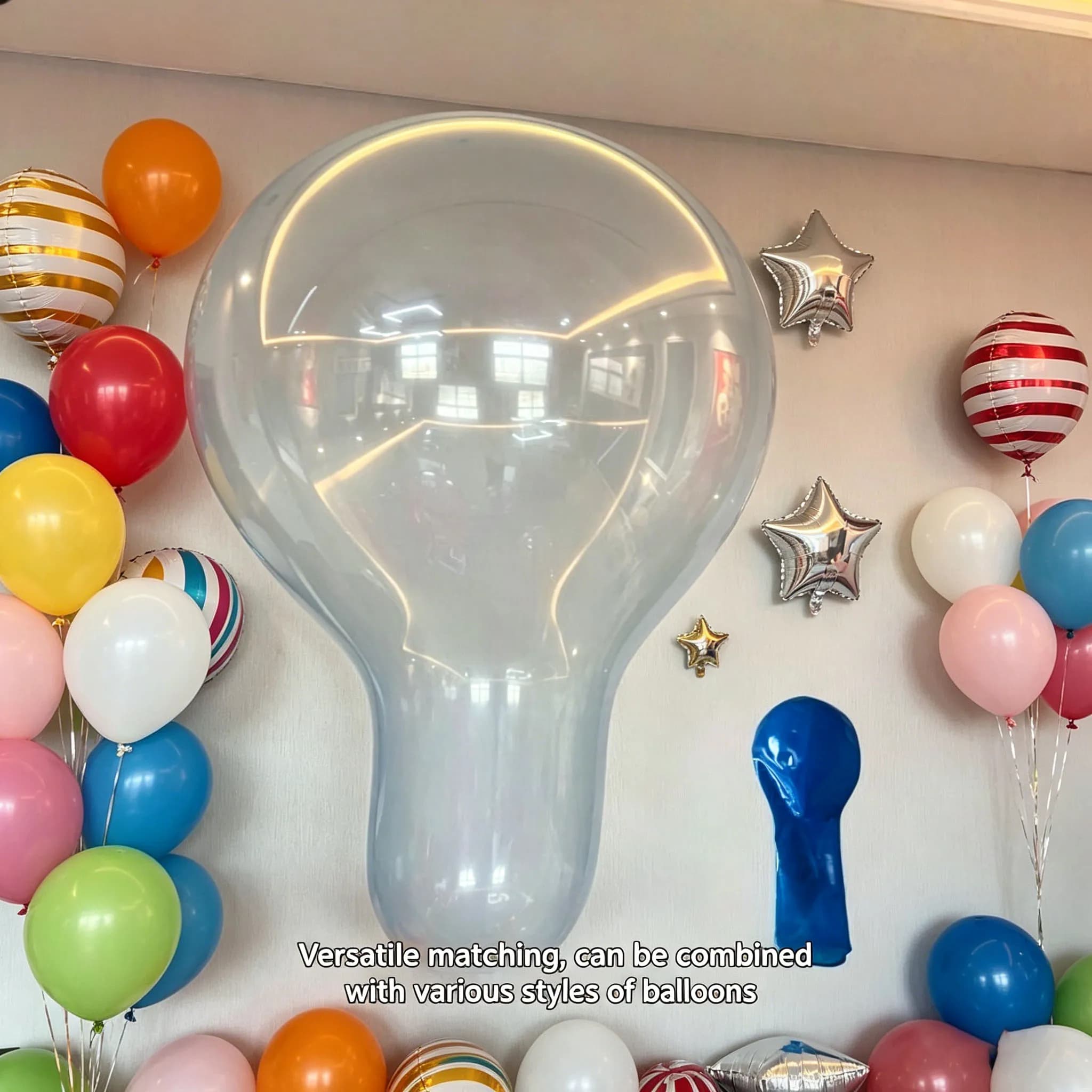 Palloncino Verytex Crystal Blue da 32 pollici, realizzato in lattice naturale, materiale ispessito, resistente, adatto per feste di compleanno e matrimoni