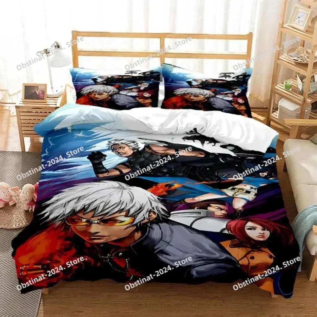 Anime King of Fighters KOF Set biancheria da letto Ragazzi Ragazze Twin Queen Size Copripiumino Federa Letto Bambini Tessili per la casa per adulti