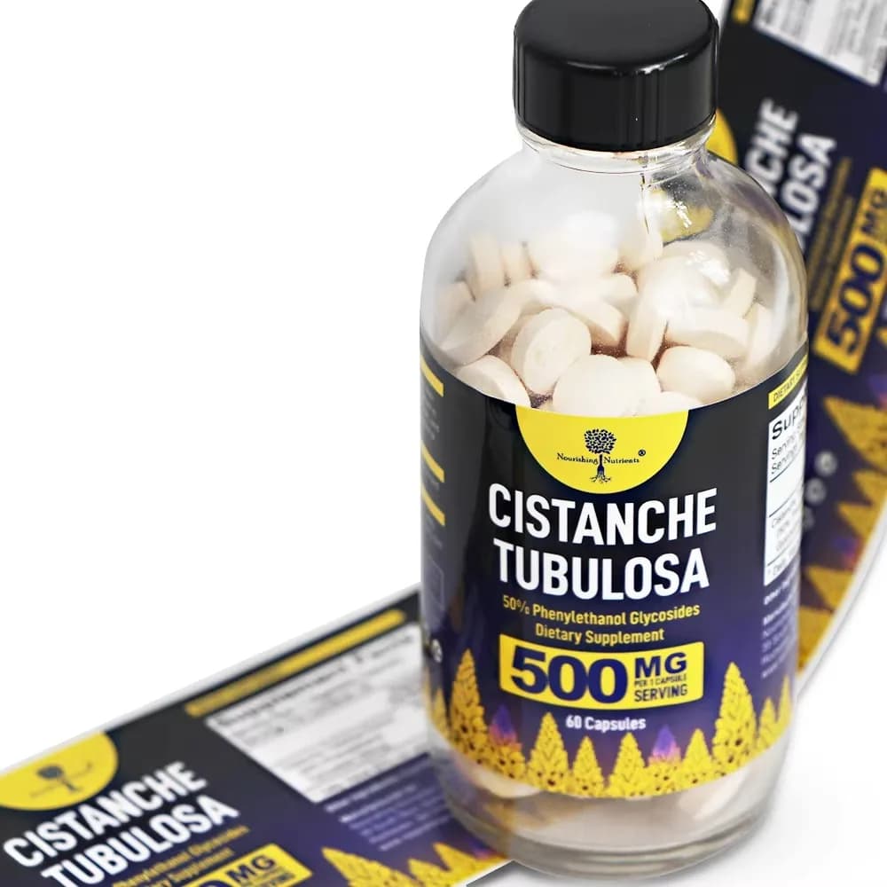 Custom labels for sanitary bottles | Adhesive with logo | Waterproof adhesive vinyl for supplements and vitamin packaging