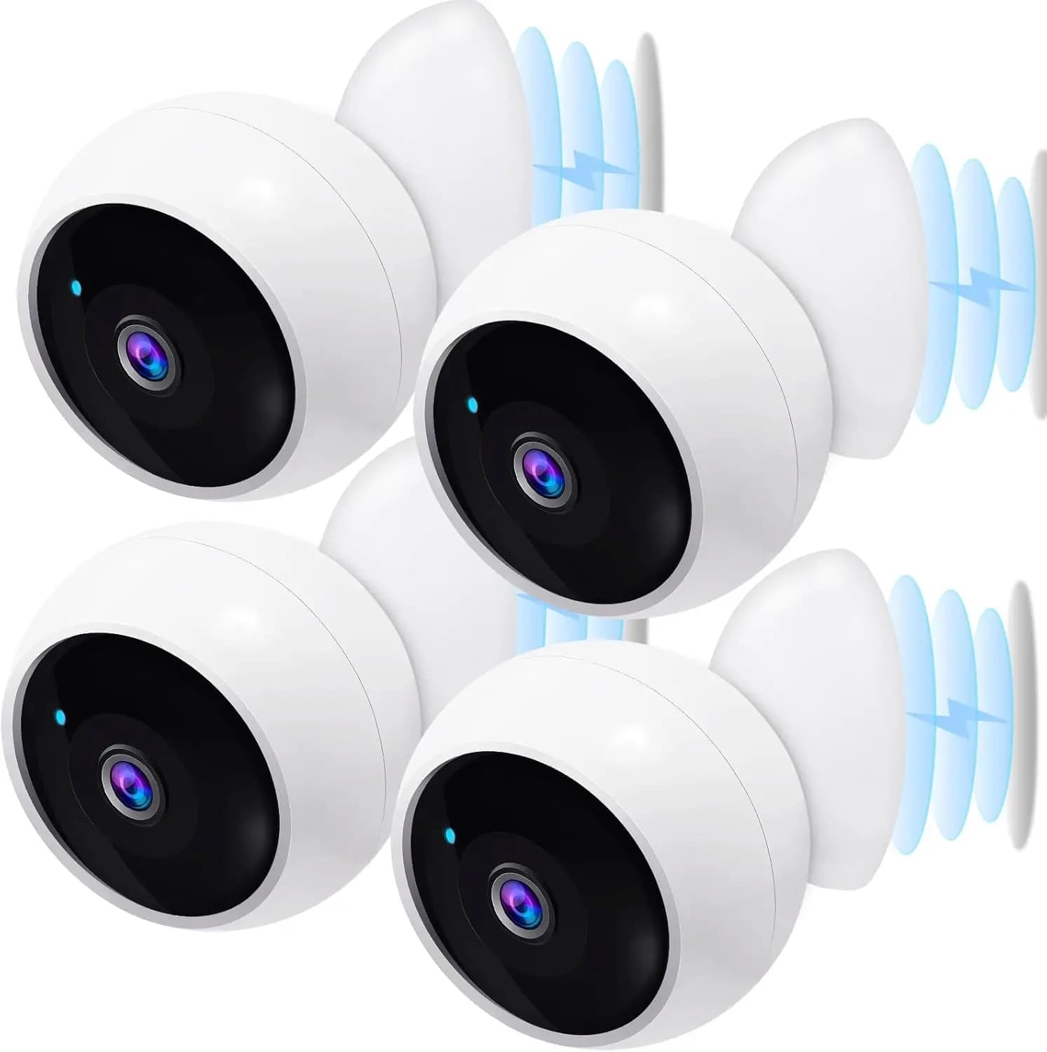 Telecamera di Sicurezza Wireless da Esterno, Confezione da 4 - WiFi 2K, Rilevamento del Movimento AI, Lunga Durata della Batteria, Installazione Magnetica Semplice
