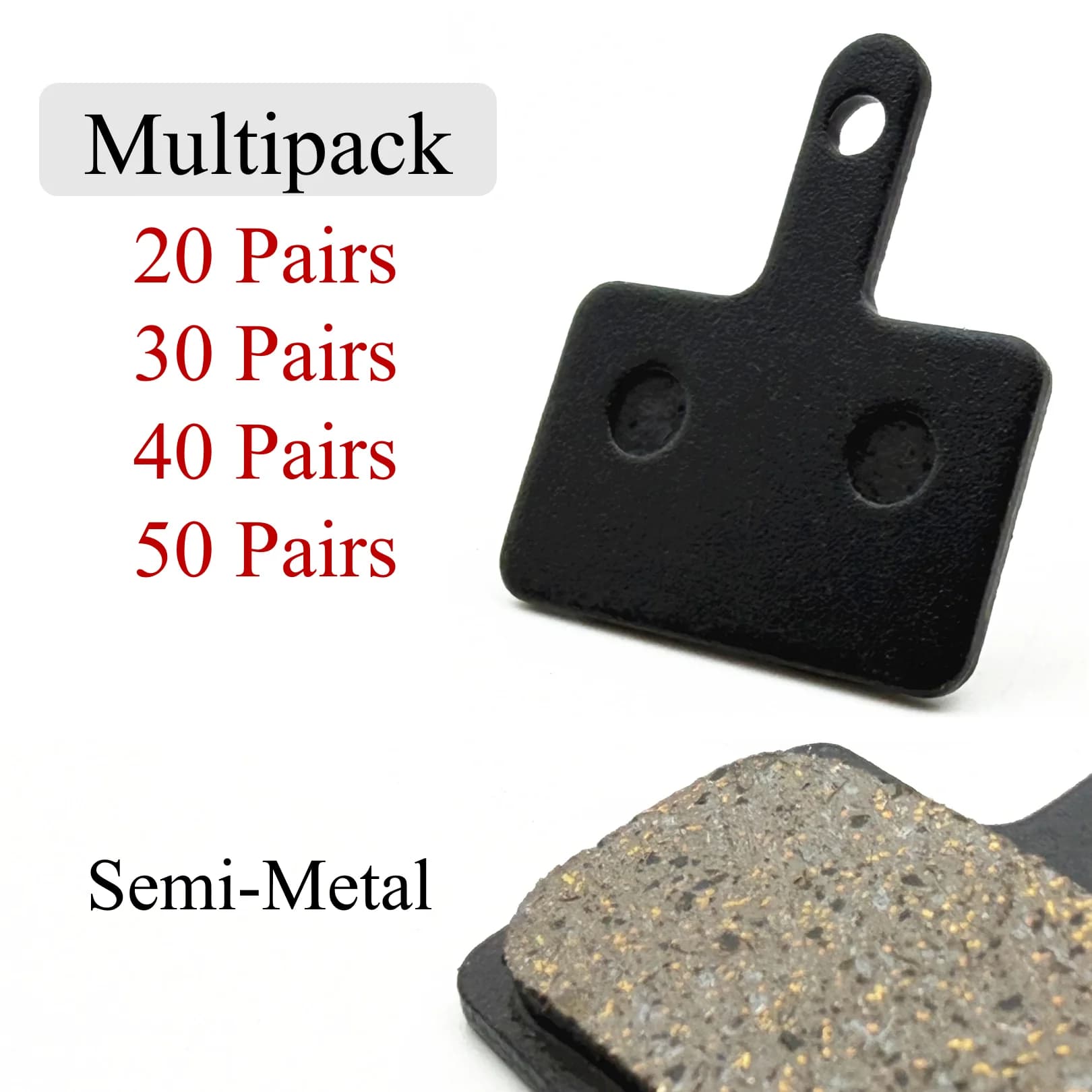 20/30/40/50Pairs Semi-Metal Bicycle / E-Bike / E-Scooter Disc Brake Pads For Shimano B01S B03S, XOD E300/E500, H800/H880