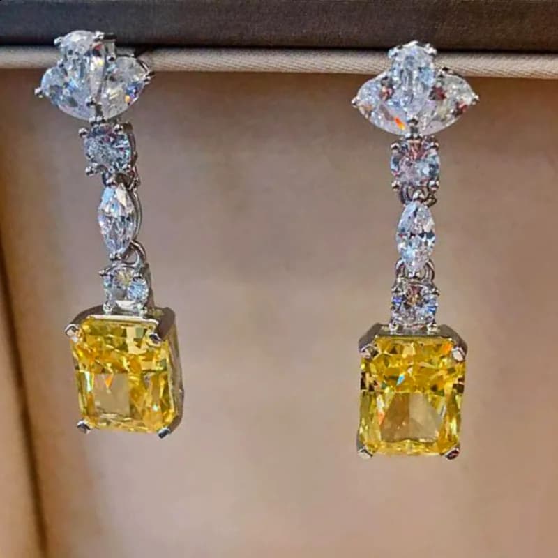 CAOSHI Shinning orecchini pendenti in pietra gialla per le donne moda elegante signora anniversario cerimonia accessori per feste gioielli fantasia