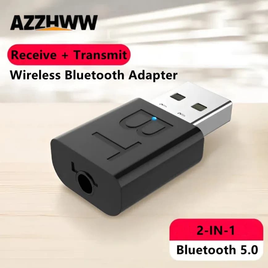 Ricevitore e Trasmettitore Bluetooth 5.0 USB, Adattatore Audio Wireless per Altoparlanti, Stereo Auto, TV, Cuffie, con Ingresso AUX 3.5mm