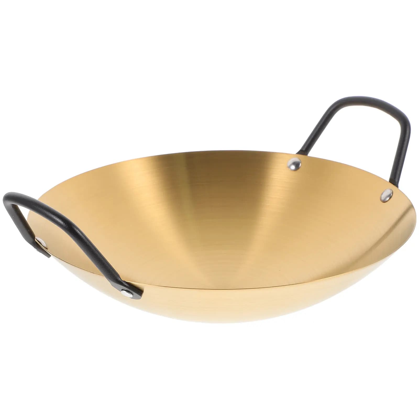 Padella Antiaderente in Acciaio Inox con Doppio Manico, Pentola Rotonda Resistente per Cucina Familiare, Wok per Cucinare, Pentola per Campeggio all'Aperto