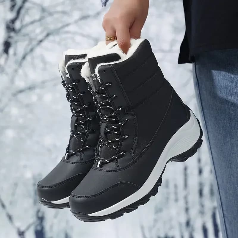 Stivali da neve Stivali con plateau da donna Scarpe invernali da donna antiscivolo Stivaletti caldi in pelliccia per donna Zeppe Stivali alti alla coscia impermeabili