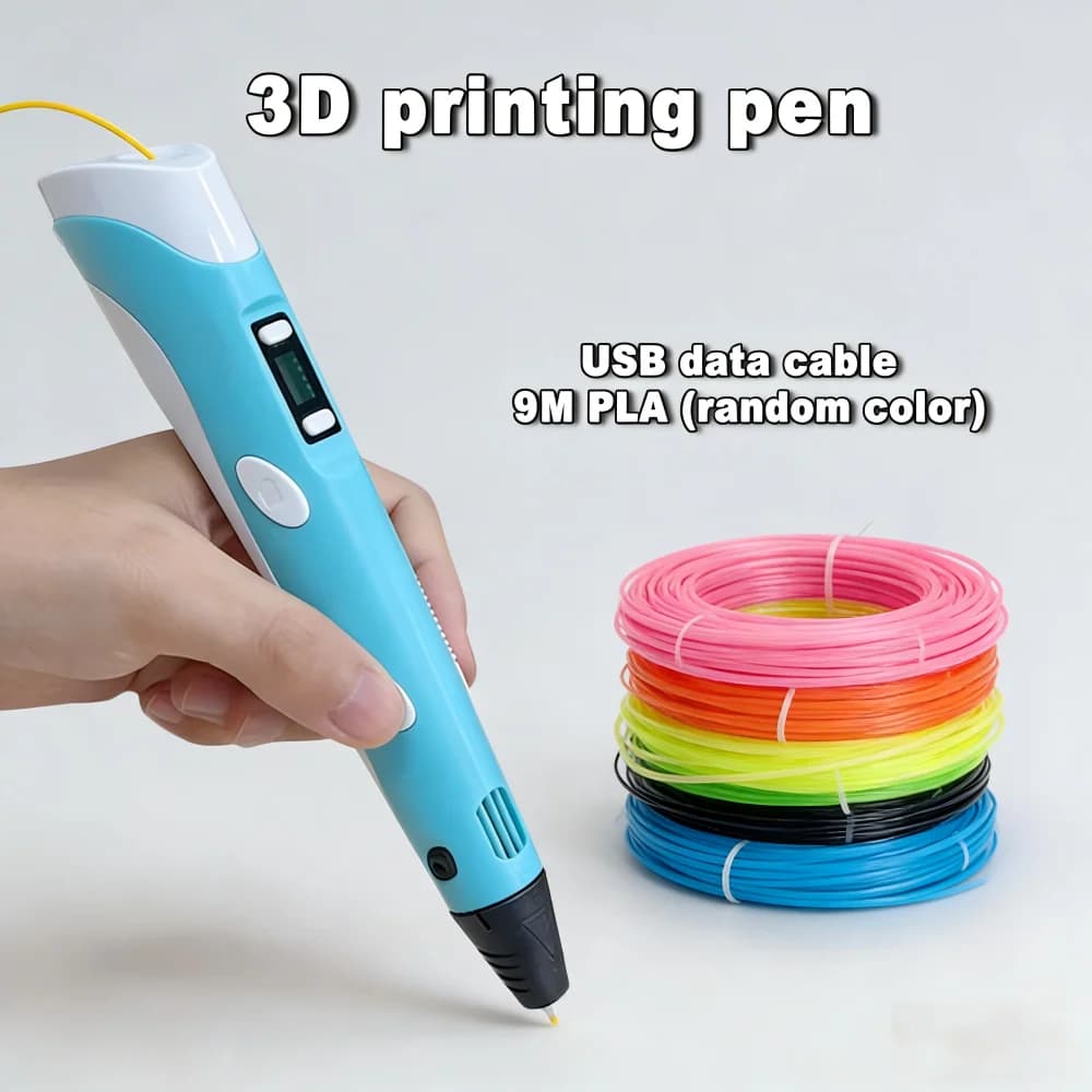3D Printing Pen with 9M PLA Filament, High Temperature Safe Graffiti Pen, DIY Design Pen for Children and Adults, Christmas Gift and Birthday