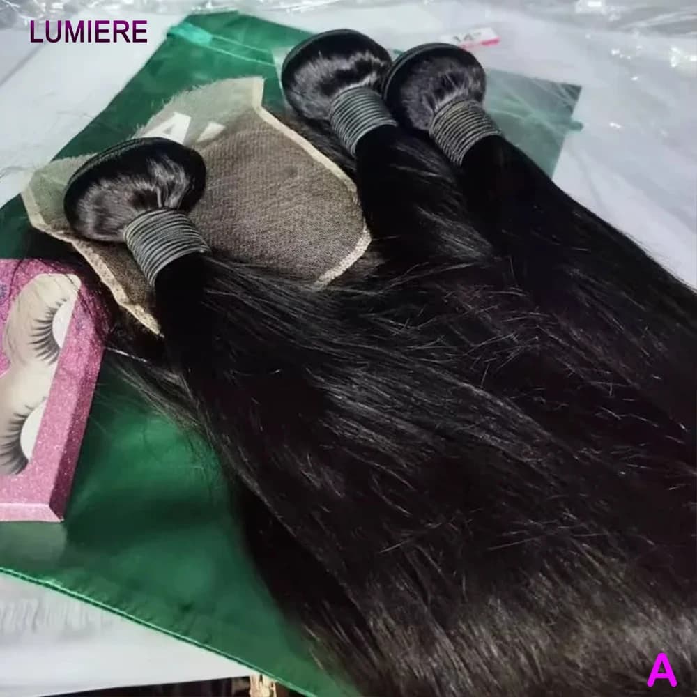 Human hair band with Brazilian bone 20A with closure with deep loose hair fabric extensions transparent front HD