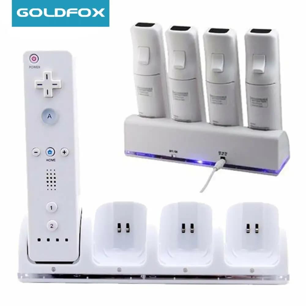 Per Nintendo Wii Gamepad Caricabatteria con 2 batterie ricaricabili/4 pezzi per stazione dock di ricarica per telecomando Wii
