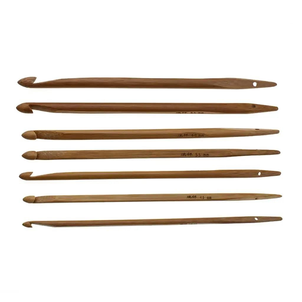 Set di 7 uncinetti per maglia - Kit di uncinetti in legno extra lunghi misure 4.0, 4.5, 5.0, 5.5, 6.0, 6.5, 7.0mm per lavori a maglia