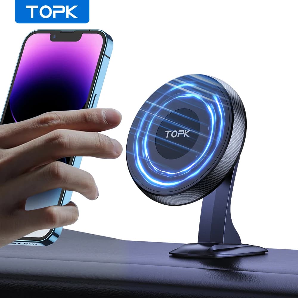 TOPK for MagSafe car telephone support, strong magnet 360 ° Magnetic phone holder with car rotation, suitable for iPhone 15 14 Mag Safe Case