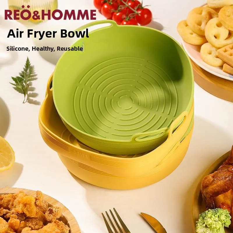 High Temperature Resistant Silicone Bowl for Air Fryer And Microwave Oven Home Use Fruit Salad Bowl Stackable Baking Tray