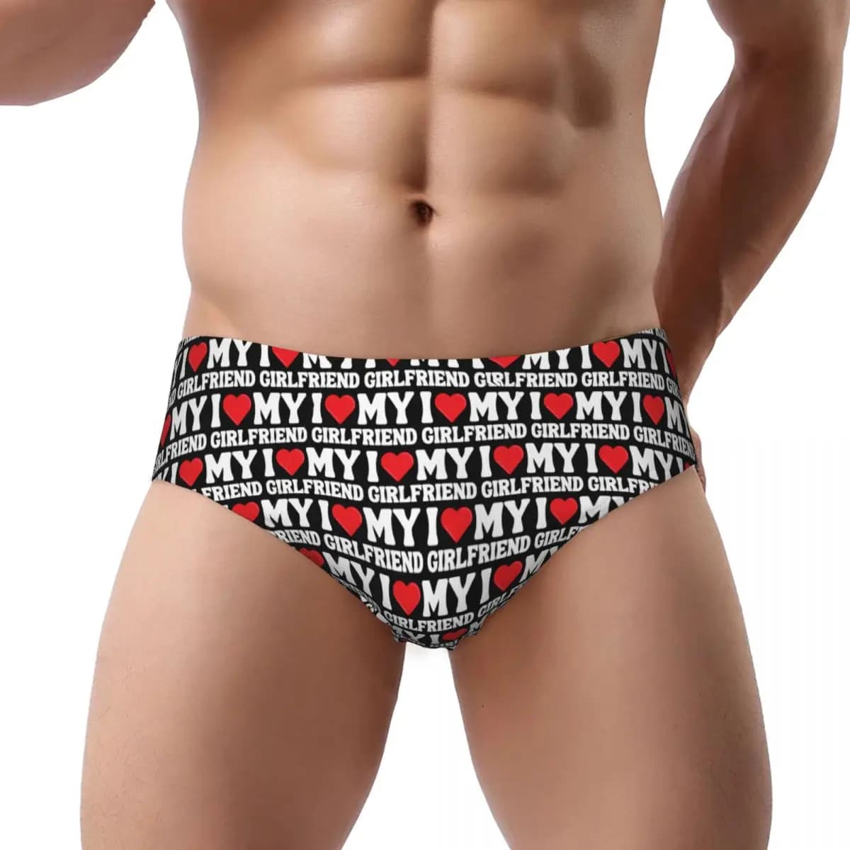 Intimo da uomo personalizzato I Love My Girlfriend Mutandine Slip maschili traspiranti Mutande