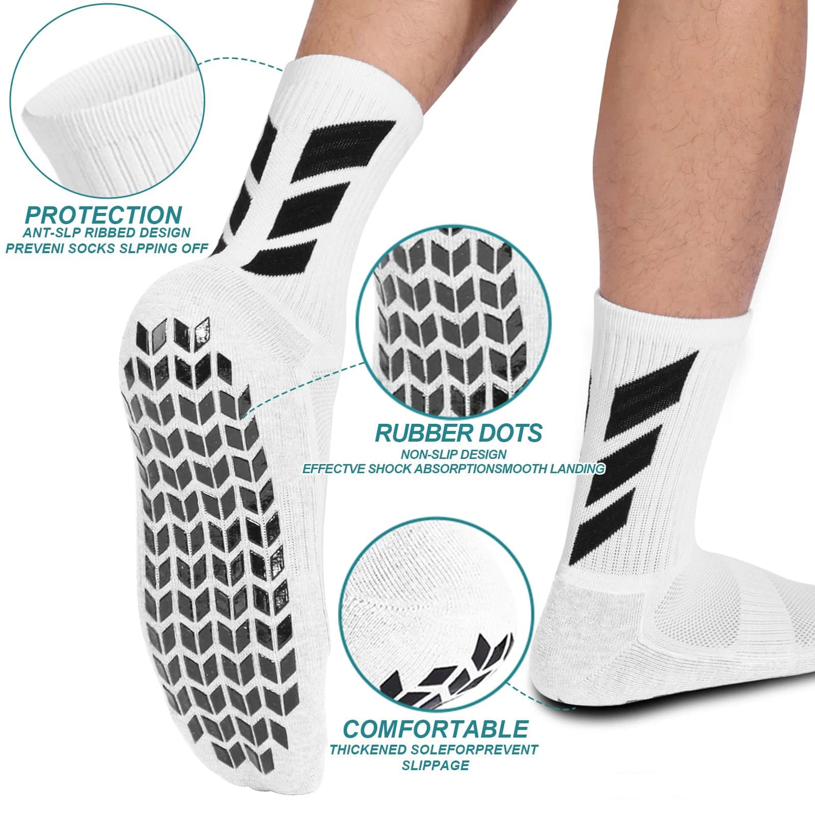 1 pair of football socks anti-slip workout socks for men's hospital yoga