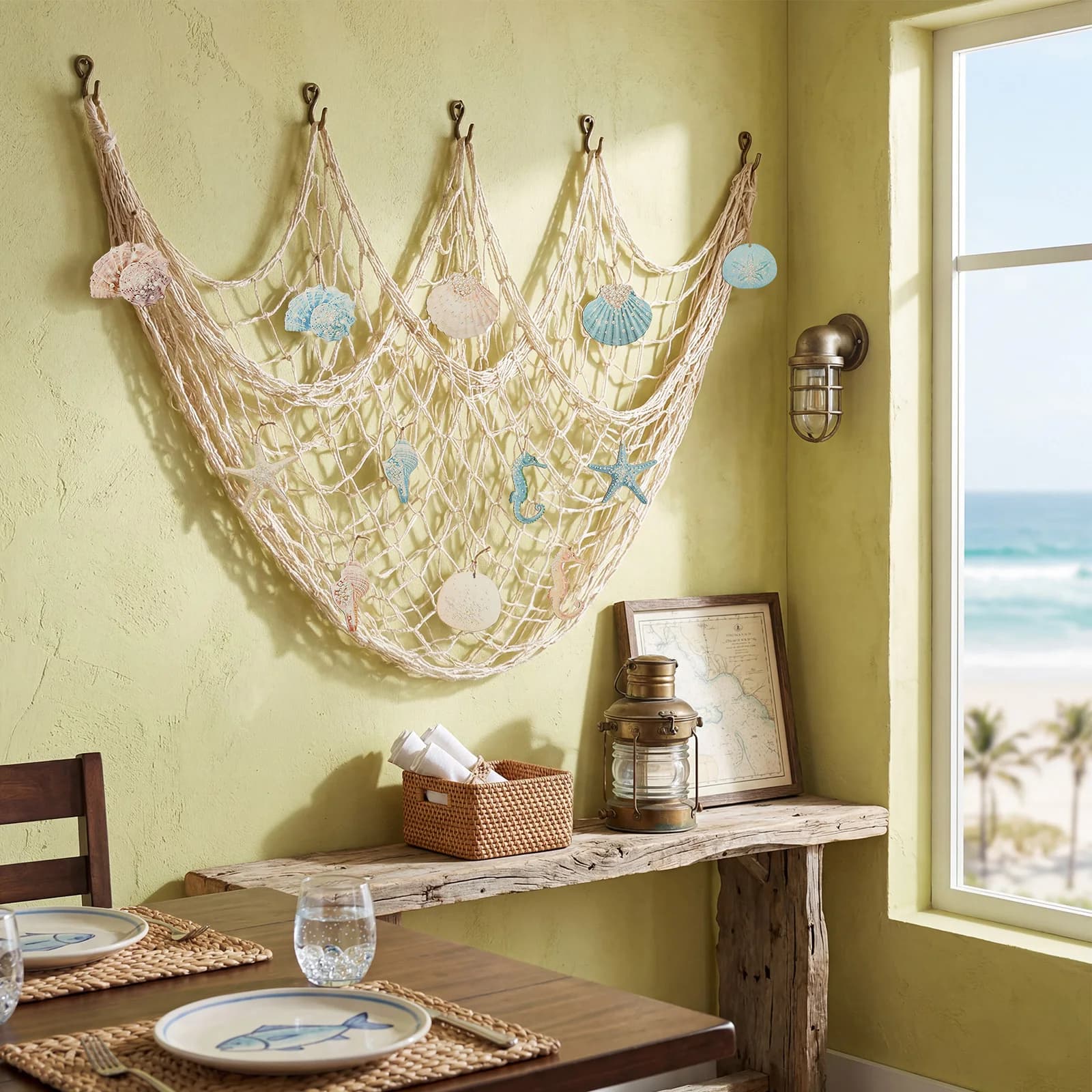 Set di 13 Pezzi Decorativi a Tema Nautico con 12 Ornamenti Marini, Decorazione Murale Costiera Mediterranea per Casa, Festa a Tema Spiaggia, Camera da Letto