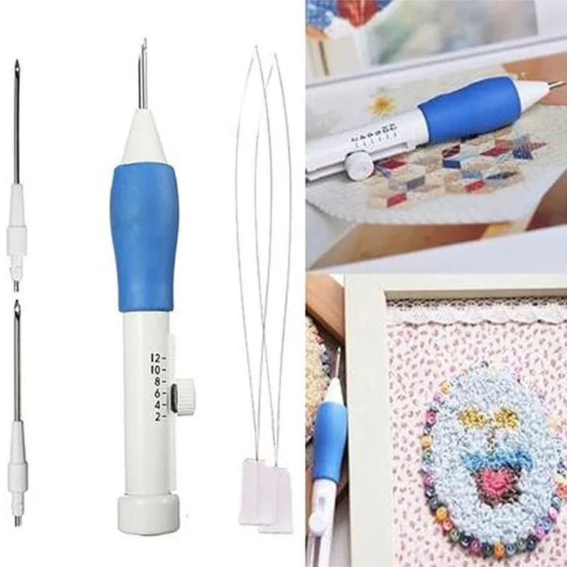 Kit per Ricamo a Punzone, Set di Strumenti per Cucito, Penna Magica per Ricamo, Strumento per Tessitura, Attrezzi per Lavoro a Maglia e Cucito Fai-da-Te