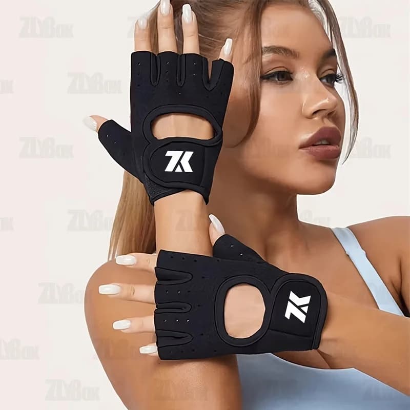 1 pair of unisex half-tip fitness gloves - Breathable and anti-slip training gloves, ergonomic design, durable polyester, for gym, swimming, beach and outdoor activities - Black, Gym accessories, Swimming equipment, Gloves smooth design, Sports gloves, Men's gym gloves, Women's gym gloves, Women's gym accessories, Men's gym gloves