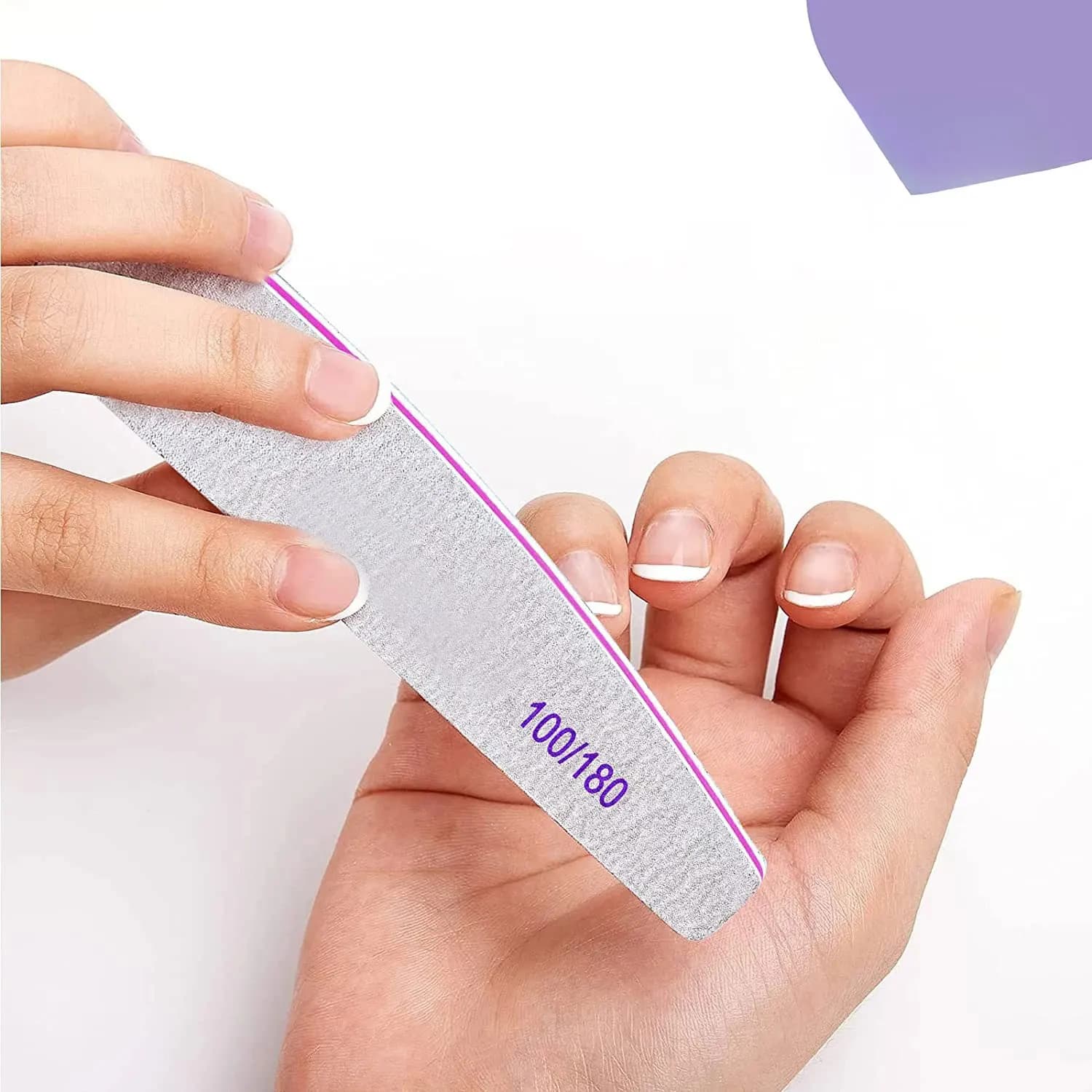 10 piece nail file set - Double-sided strips 100/180 for nails perfect for salon - Durable, washable and reusable - Ideal for