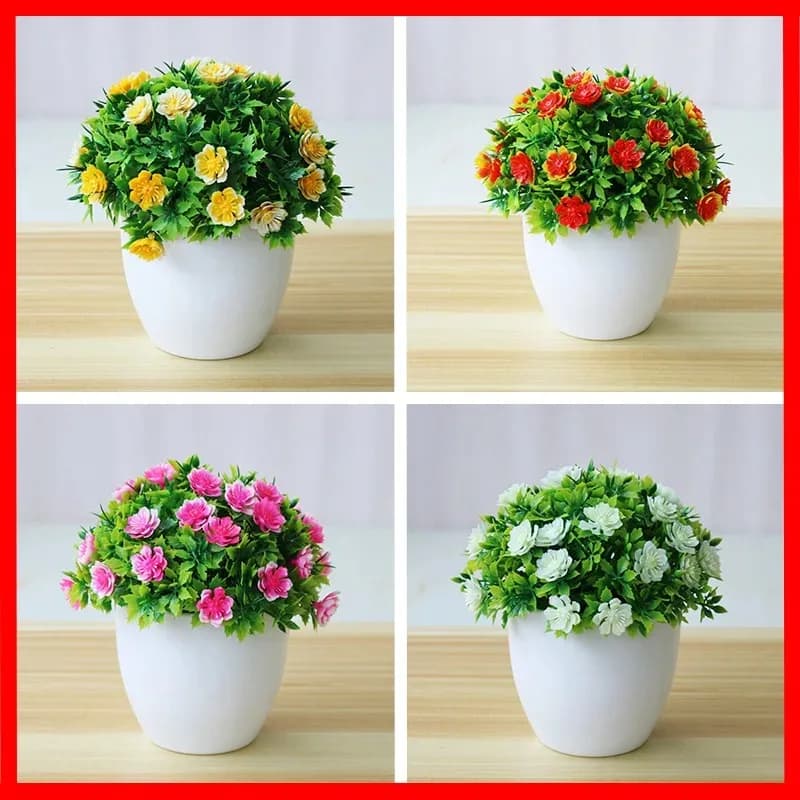 1pc artificial plants Bonsai small flowers potted flowers fake potted ornaments for home decoration Hotel Garden Decor