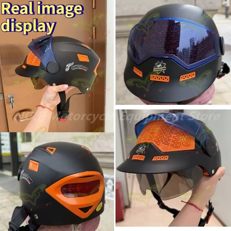 Casco da Moto per Uomo, Protezione Solare Estiva, Traspirante, Mezzo Casco Sicuro e Confortevole, Nuovo Casco da Guida Ultra Leggero