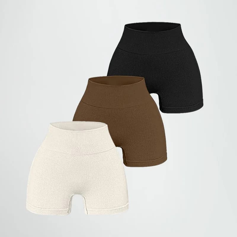 Pantaloni da yoga da donna a vita alta, progettati per sollevare e modellare, attillati con tinta unita e trama a coste, pantaloncini sportivi