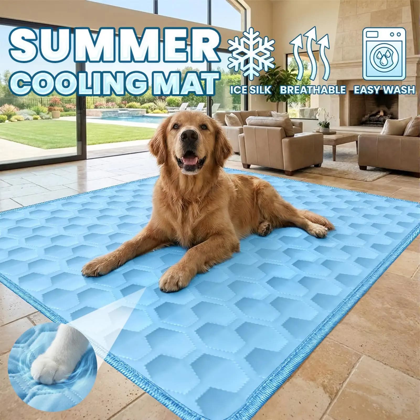 Cooling Mat For Dogs Chew-Resistant Cushion Indoor Dog Cooling Bed Pad For Small Medium Large Breeds Animals Resting Camping