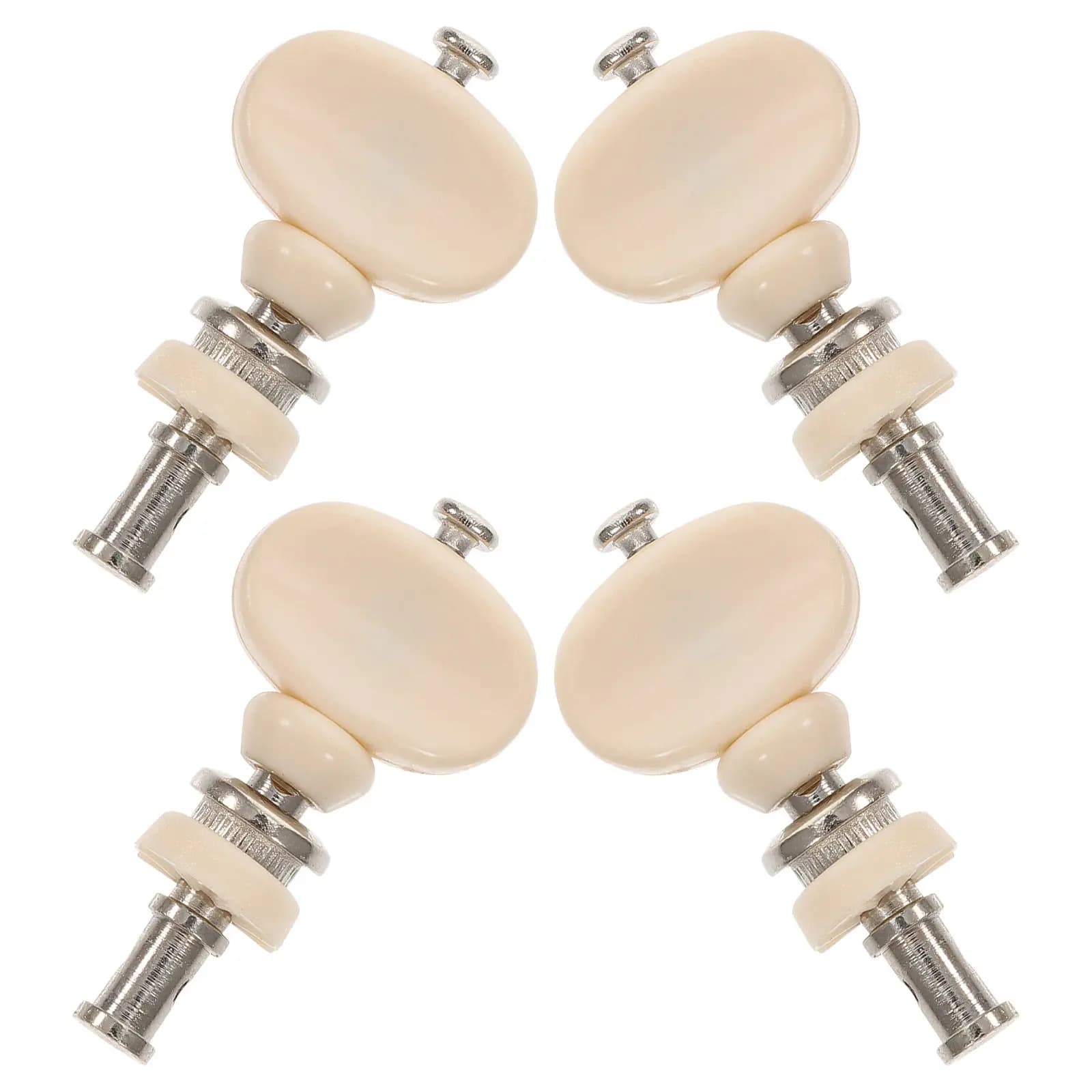 4Pcs Ukulele Tuning Pegs Set Steel Central Peg Friction Tuners White Plastic Button Adjustable Pressure Tuning Peg