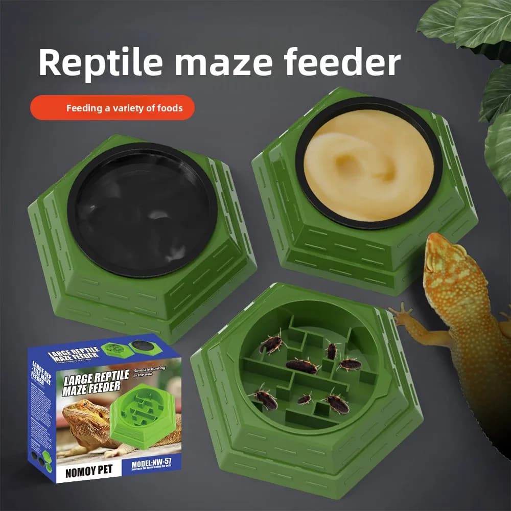 NOMOY Piatto per mangiatoia per insetti a prova di fuga per rettili-labirinto Design Ciotola per alimenti per scarafaggi Dubia, bacchette e mangiatoie dal vivo- Trappola per insetti per animali domestici
