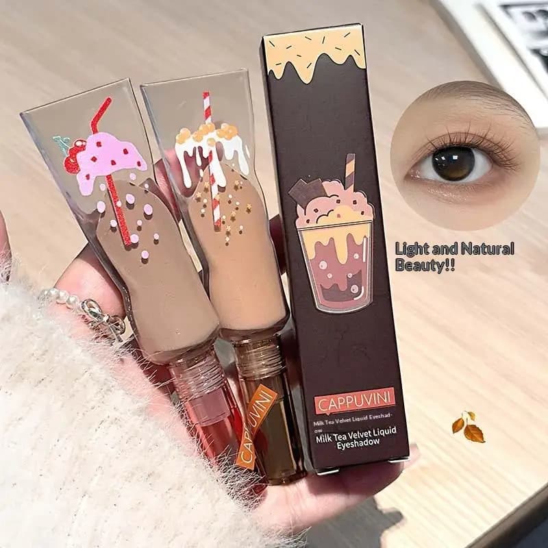1Pc Cappuvini Milk Tea Velvet Mist Ombretto Liquido Monocromatico Opaco a Lunga Durata con Finitura Morbida per Uso Quotidiano